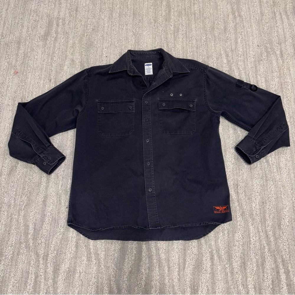 VTG Old Navy Military Style Button Down Shacket Canvas Navy 90’s Men’s Sz S